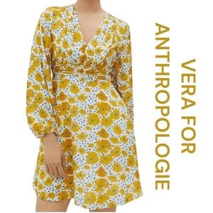 VERA FOR ANTHROPOLOGIE Buttercup Mini Dress, Long Sleeve, Size S.